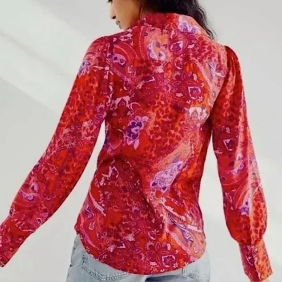 Free People- Bianca Printed Blouse-XS - Picture 2 of 5